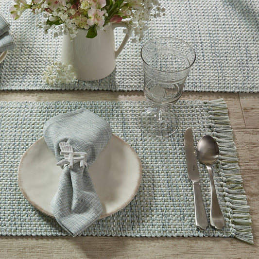Basketweave - 54" Table Runner (Barely Blue)