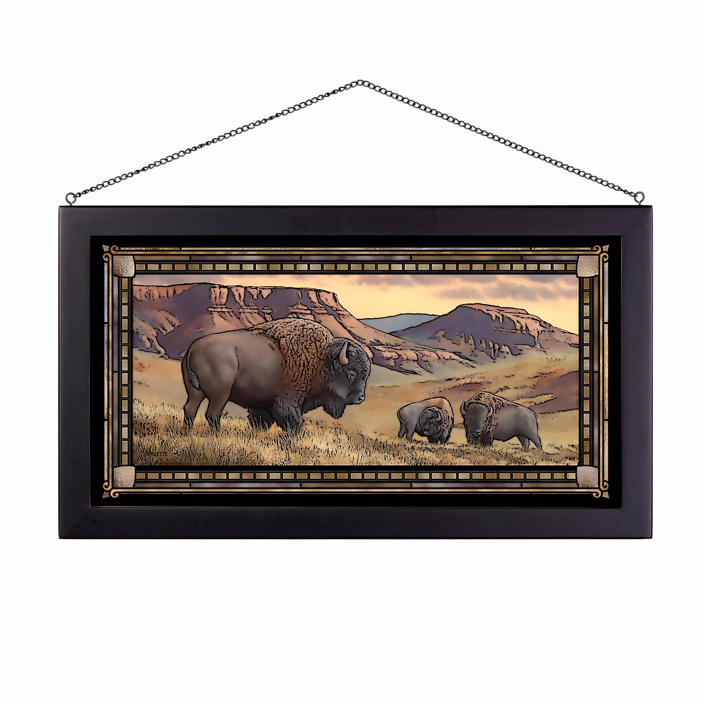 Bison Buttes - 13" x 23" Stained Glass Art