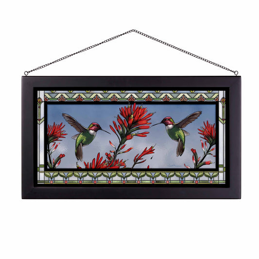 Anna's Hummingbird - 13" x 23" Stained Glass Art