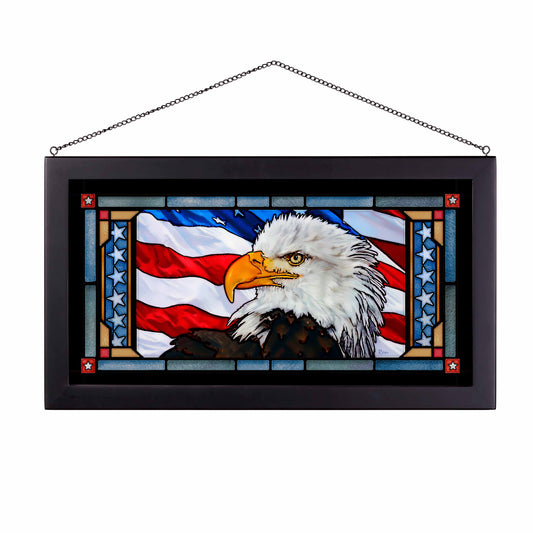 Let Freedom Ring - Bald Eagle - 13" x 23" Stained Glass Art