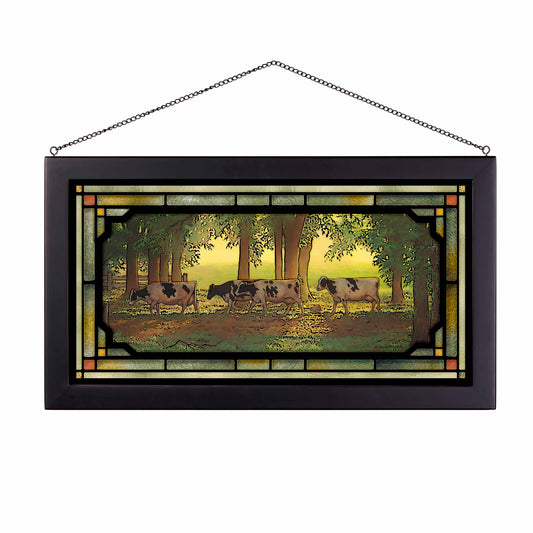 Heading Home - Cows - 13" x 23" Stained Glass Art